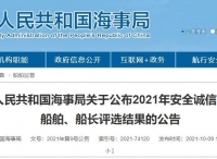 中华人民共和国海事局关于公布2021年安全诚信公司、船舶、船长评选结果的公告